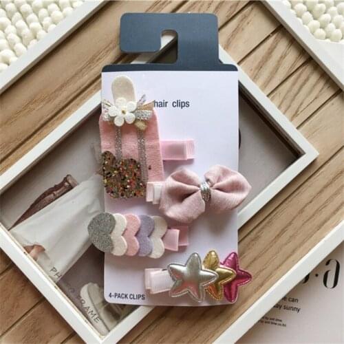 8set/lot Lovely Children Girl Toddler Heart Stars Hair Clip Set Bow Ice Cream Barrettes Hairpins Kids Hairclip Hair Accessories