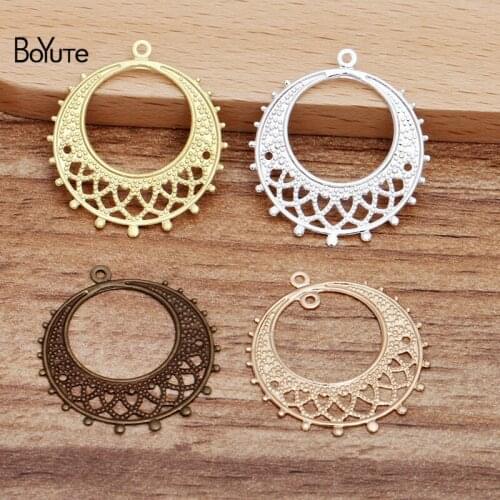 BoYuTe (50 Pieces/Lot) 25MM Metal Brass Filigree Connector Charms Pendant for Earrings Jewelry Making Materials