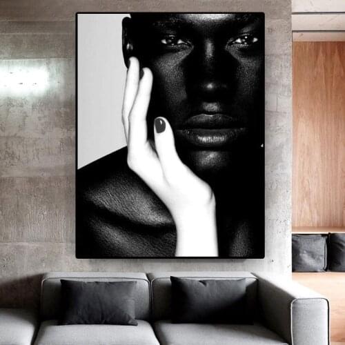 Black White Nude African Art Man Oil Painting on Canvas Posters and Prints Scandinavian Wall Art Picture for Living Room Decor