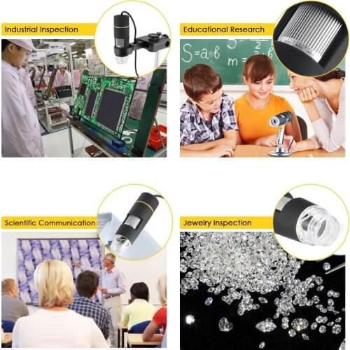 1000X Magnification USB Digital Microscope with OTG Function Endoscope 8-LED Light Magnifying Glass Magnifier with Stand
