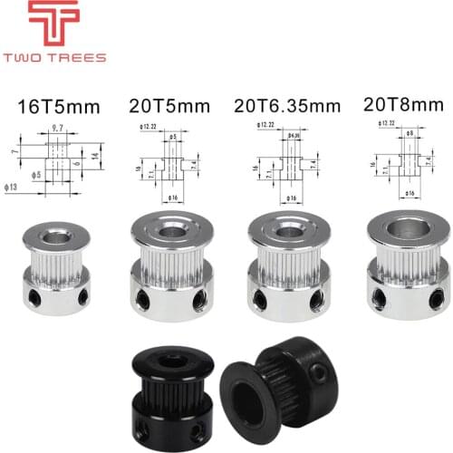 1PCS 3D Printer parts 20 teeth GT2 Timing Pulley Bore 5mm 6.35mm 8mm for Width 6mm GT2 synchronous belt 2GT Belt 20teeth pulley