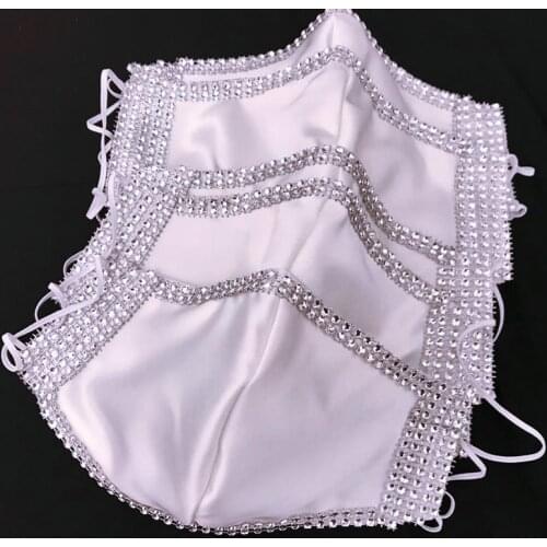 Elegant Shiny Lace Wedding Mask Decoration Face Accessories Cover Face Bridal Mask Rhinestone Mask