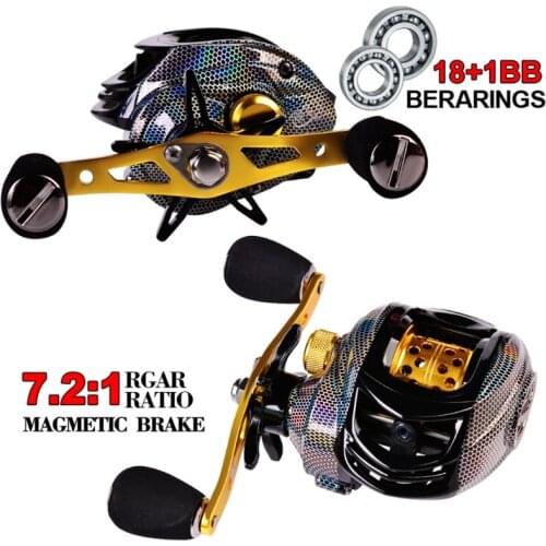 Smooth Metal Fishing Reel, 18+1 Bearings, Baitcasting Reel Ultralight Casting Reel with Spool for Bass Fishing Sports