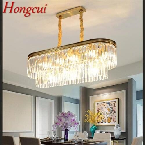 Hongcui Chandelier Gold Luxury Oval Pendant Lamp Postmodern LED Lighting Fixture for Home Living Dining Room