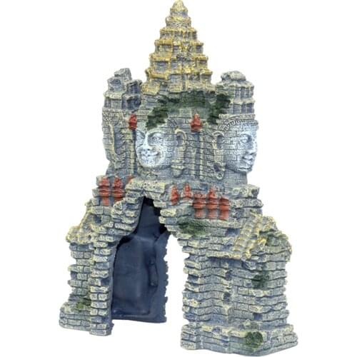 Aquarium Ancient Temple Decoration Resin Artificial Building for Aquarium Fish Tank Landscaping Ornament Decor