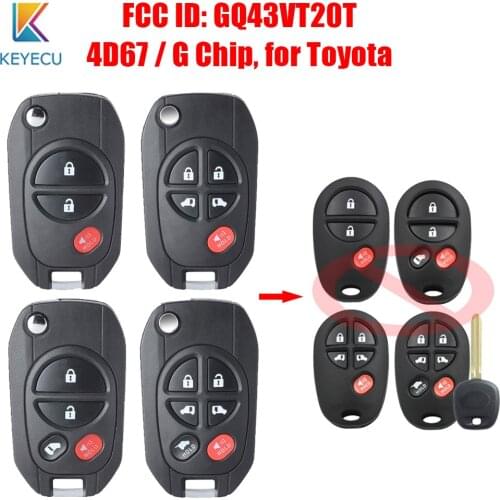 KEYECU Modified Filp Remote Key G / 4D67 Chip for TOYOTA Highlander Sequoia Sienna Tacoma Tundra Avalon Solara GQ43VT20T