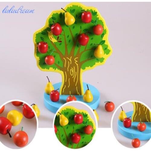 Beautiful wooden Magnetic fruit Wooden tree montessori toys montessori chlidren gift montessori materials Magnetic apple pear