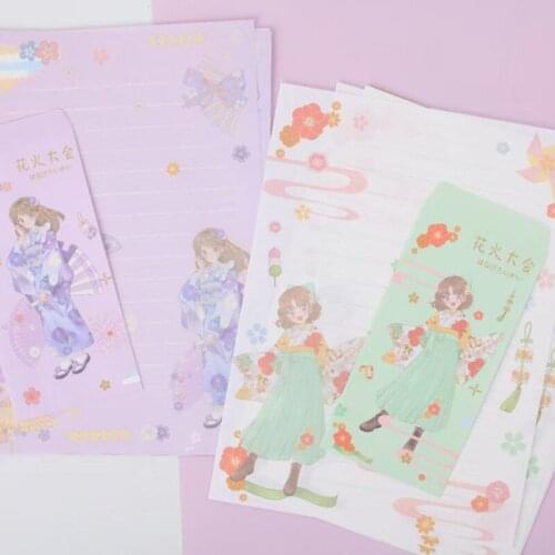 Summer Japanese Style Envelope Letter Paper Set Confession Letter Wedding Invitation Office School Supplies Writing Stationery