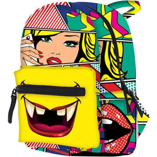Fashion Women Backpack Anime Print Kids Cartoons Backpack Kawaii Small School Bag For Girls Yellow Waterproof