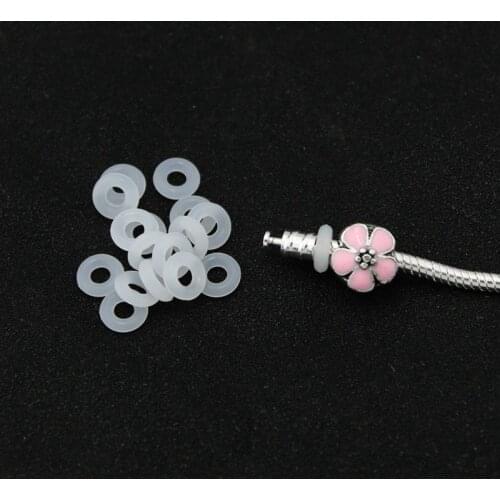 Milky Silicon Rubber Safety Stopper Charms Bracelet for Women DIY Fit Original Pandora Black Silica Gel Elastic Circle Ring Bead