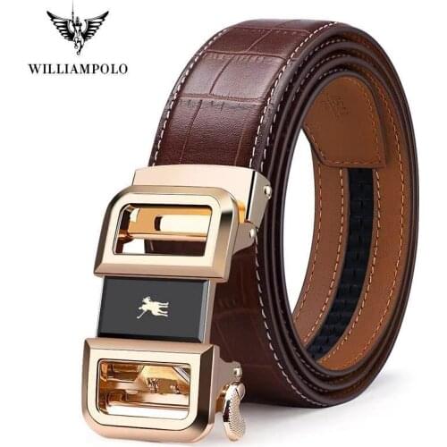 Men Belt Genuine Leather Automatic Buckle Luxury Brand Male Belts Strap Original Natural Cowskin Belts 19540-42P