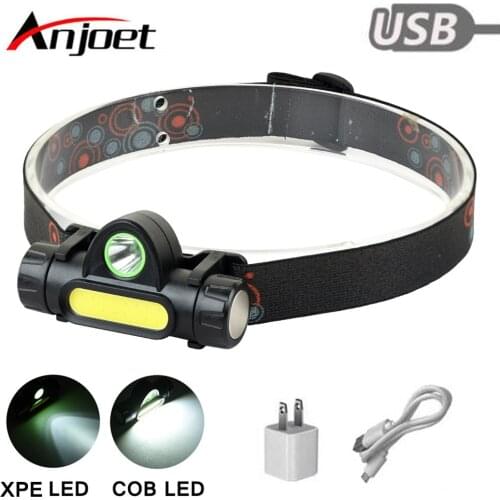 XPE+COB Portable mini LED Headlamp Built-in USB Rechargable 18650 Battery with Magnet Torch Camping Hiking Night Fishing Light
