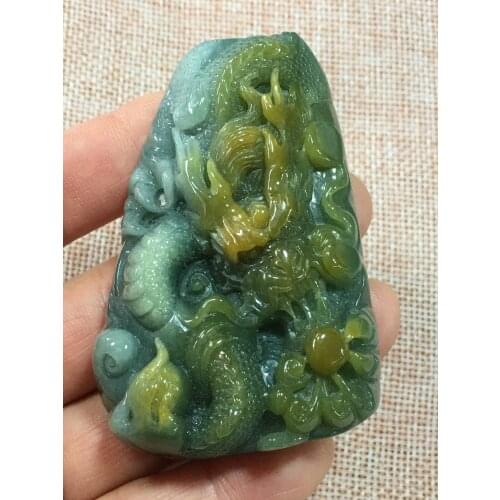 Natural Myanmar jade A HandCarved dragon green jade pendant jade necklace pendants jewelry jade necklaces woman