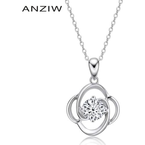 925 Sterling Silver Moissanite Diamond Round Cut Neckalce Silver 6.5mm Solitiare Pendant Necklace Women Wedding Party Jewery