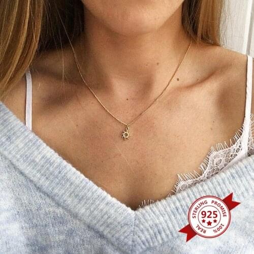 Punk Style 925 Sterling Silver Retro Irregular Circle Sun Pendant Necklace Womens Party Gift Jewelry Wholesale