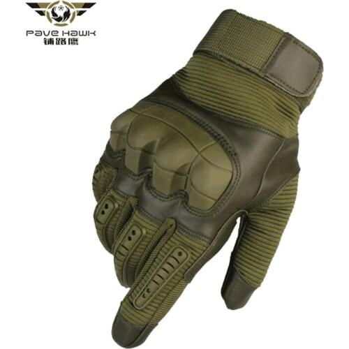 Men Touch Screen Tactical Rubber Hard Knuckle Full Finger Gloves Military Army Paintball Airsoft Bicycle Combat PU Leather Glove
