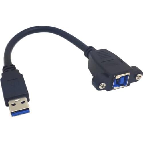 USB 3.0 A Male to USB 3.0 B Female Adapter Connector Converter Cable With Screw Panel Mount Holes 20cm