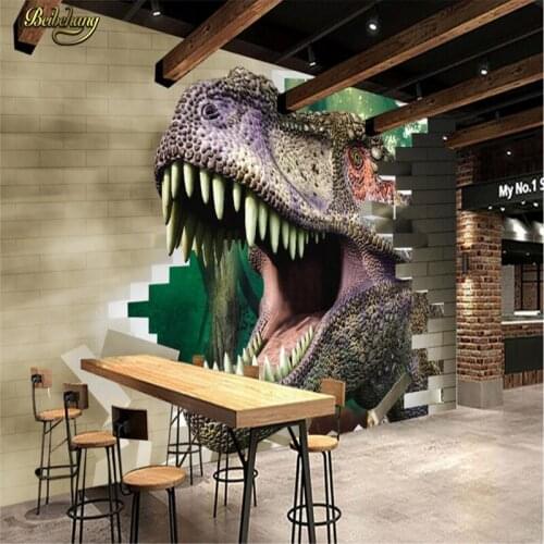 Beibehang Custom Photo Wallpaper Large Mural Wall Sticker 3D Brick Wall Residual Wall Jurassic Dinosaur TV Backdrop Wall