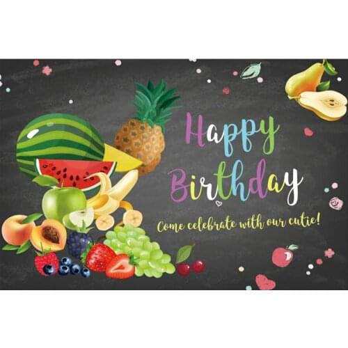 Happy Birthday Party Backdrop Color Fruit Photography Background Photo Booth Studio Decor