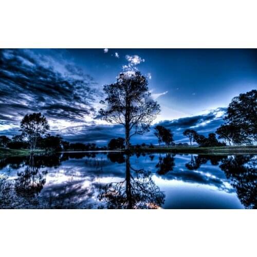 Lake reflection Art Film Print Silk Poster Home Wall Decor 24x36inch