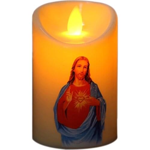 Jesus Christ Candles Lamp LED Tealight Romantic Pillar Light Creative Flameless Electronic Candle Battery Operated
