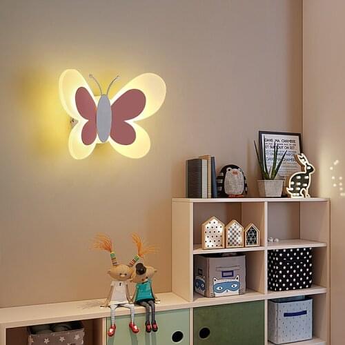 LED Modern Wall Lamp Butterfly Shape Decoration Nordic Bedroom Bedside Wall Light for Kids Gift Room Decorat Art Sconce Lighting