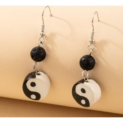 Tocona Charms Tai Chi Bagua Drop Dangle Earrings for Women Luxury Pearl Stone Geoetric Party Jewelry Statement Earring 18377