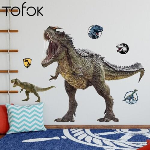 Tofok Creative Dinosaur Cartoon Animal Wall Stickers Childrens Room Living Room Bedroom Simple Decorative Wall Decals