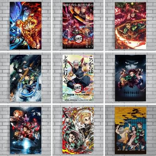 Kimetsu No Yaiba Japanese Anime Posters Canvas Oil Painting Live Room Wall Decor Bedroom Wall Painting Home Decoration Painting