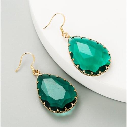 Green Crystal Trendy Water Drop Cubic Zircon Earrings for Women Feminino Gift Vintage Romantic Party Earrings Jewelry