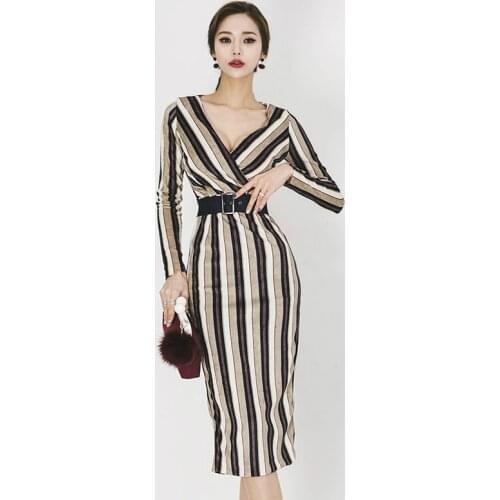 Plus Size Print Strip Slim Corset Midi Bodycon Dress Women Sheath Slim Split Christmas Dress Women Vestidos Largos Verano 2019