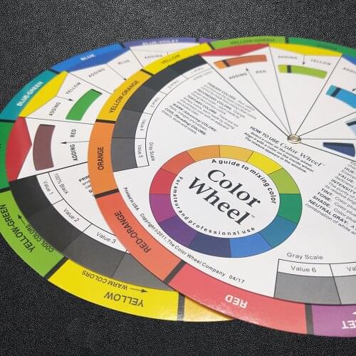 10 pieces Professional Tattoo Nail Pigment Color Wheels Permanent Makeup 12 Color Wheel Card Paper Mixing Color Guide