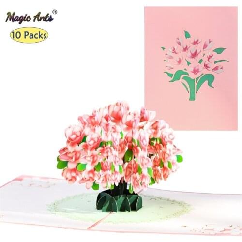 10 Pack Pop-Up Flower Card 3D Greeting Cards for Valentines Day Get Well Mothers Day Birthday Anniversary Sympathy Wholesale