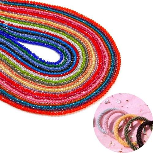 150 Pcs/pack 2mm Colorful Faceted Glass Round Crystal Beads Tiny Loose Spacer Bead For DIY Jewelry Making Findings Accessories