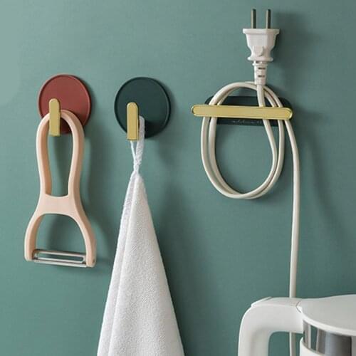 4 Packs Household Office Storage Hangers Hooks Plug Holder Kitchen Bathroom Wall Free Punch Adhesive ABS Hangers