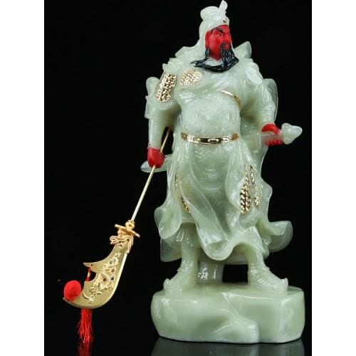 48CM Large Huge High-grade Home SHOP Talisman Mascot Money Drawing Martial God of wealth RED Guan gong jade gilding Sculpture