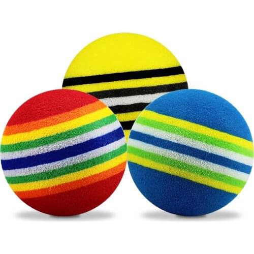 50pcs/bag EVA Foam Golf Balls Rainbow Stripe Red/Blue/Yellow Sponge Indoor Practice Ball Golf Training Aid