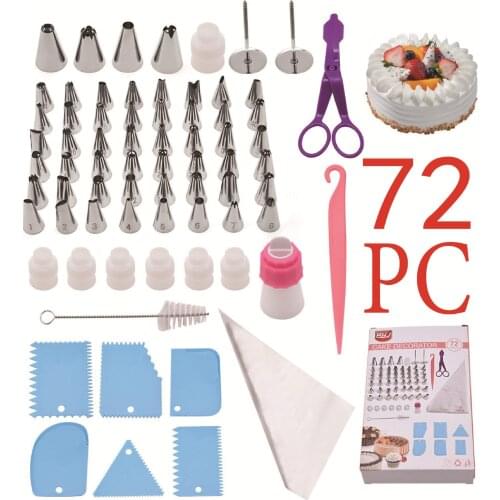 72Pcs Set Baking Tools Cake Decorating Tools Durable Nozzles Cake Non-slip Turntable Kitchen Accessories Bakery Tools
