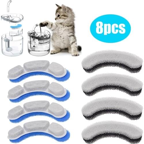 8PCS Cat Water Fountain Replacement Filters for WF050/WF060 Activated Carbon Filter for Pet Auto Drinking Feeder