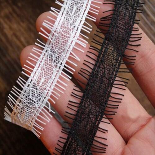9 meter/Lot Eyelash Lace Fabric Trim Diy Accessories Black White 2.5cm Width make clothes skirts home decoration