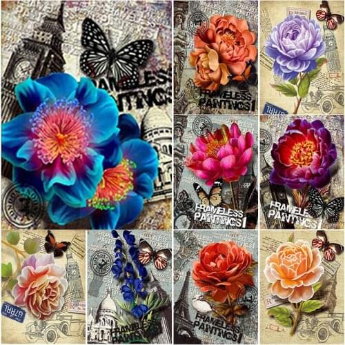 New 5D DIY Diamond Painting Full Square Round Drill Rose Flower Diamond Embroidery Landscape Cross Stitch Home Decor Manual Gift