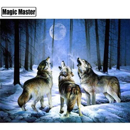 5D DIY Diamond embroidery Moonlight wolf diamond painting Cross Stitch Rhinestone home decoration gift
