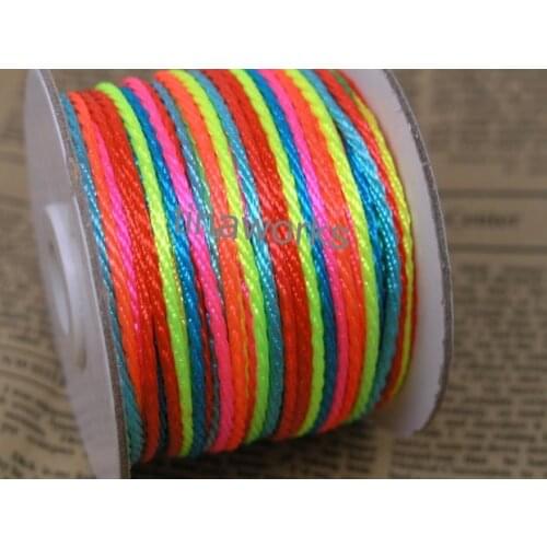 FREE SHIPPING 55Yard Neon/Rainbow Color of Size 2.0mm Chinese Braid Cord for Necklace Bracelet Beading Cord