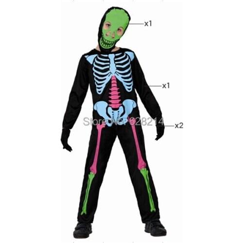 Free shipping- 2016 New Fashion Style Party Clothing Halloween Cosplay Costume for child boys Knitted skeleton Costume Black