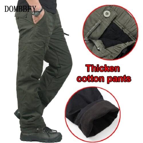 Winter Cotton Fleece Warm Mens Cargo Pant Men Joggers Pants Windbreaker Overalls Long Trousers Men Loose Baggy Tactical Pants