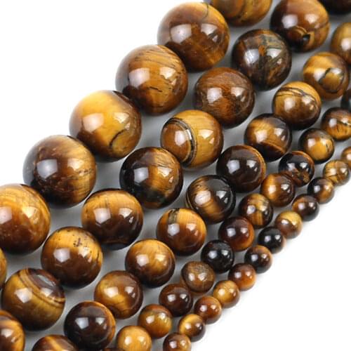High Quality Grade Brown Gold Natural Tiger Eye Stone Round Beads 15'' Strands 4-12 mm Spacer beads For Jewelry Making Bracelet