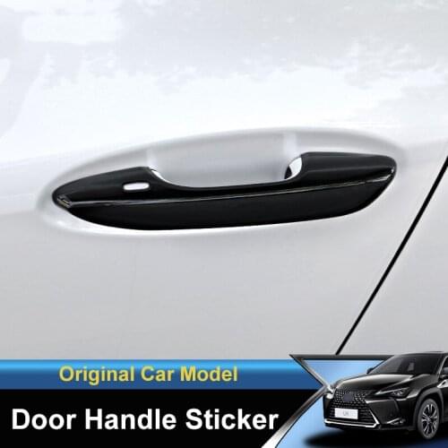 QHCP Car Door Handle Decorative Cover Trims Sticker Protector ABS 4Pcs/Set Fit For Lexus UX200 260H 2019 2020 Exterior Accessory
