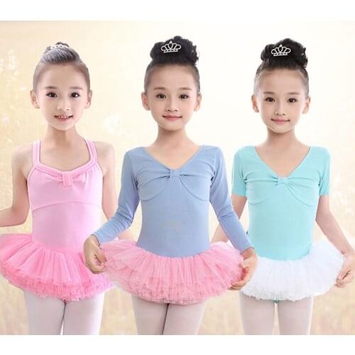 Childrens dance clothes girls practice clothes spring and summer slings pettiskirt cotton dance skirt bow ballet skirt