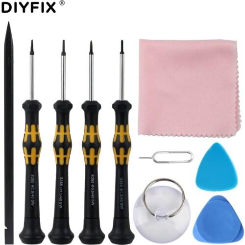 DIYFIX 10 in 1 Mobile Phone Open Repair Kit Picks Sucker Spudger Magnetic Screwdriver Set for iPhone X/7/8 Hand Tools Set