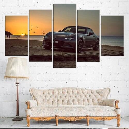Home Decorative 5 Piece Canvas HD Prints Paintings Modular Mazda MX5 Supercar Pictures Cool Car Wall Art Poster Artwork Framed